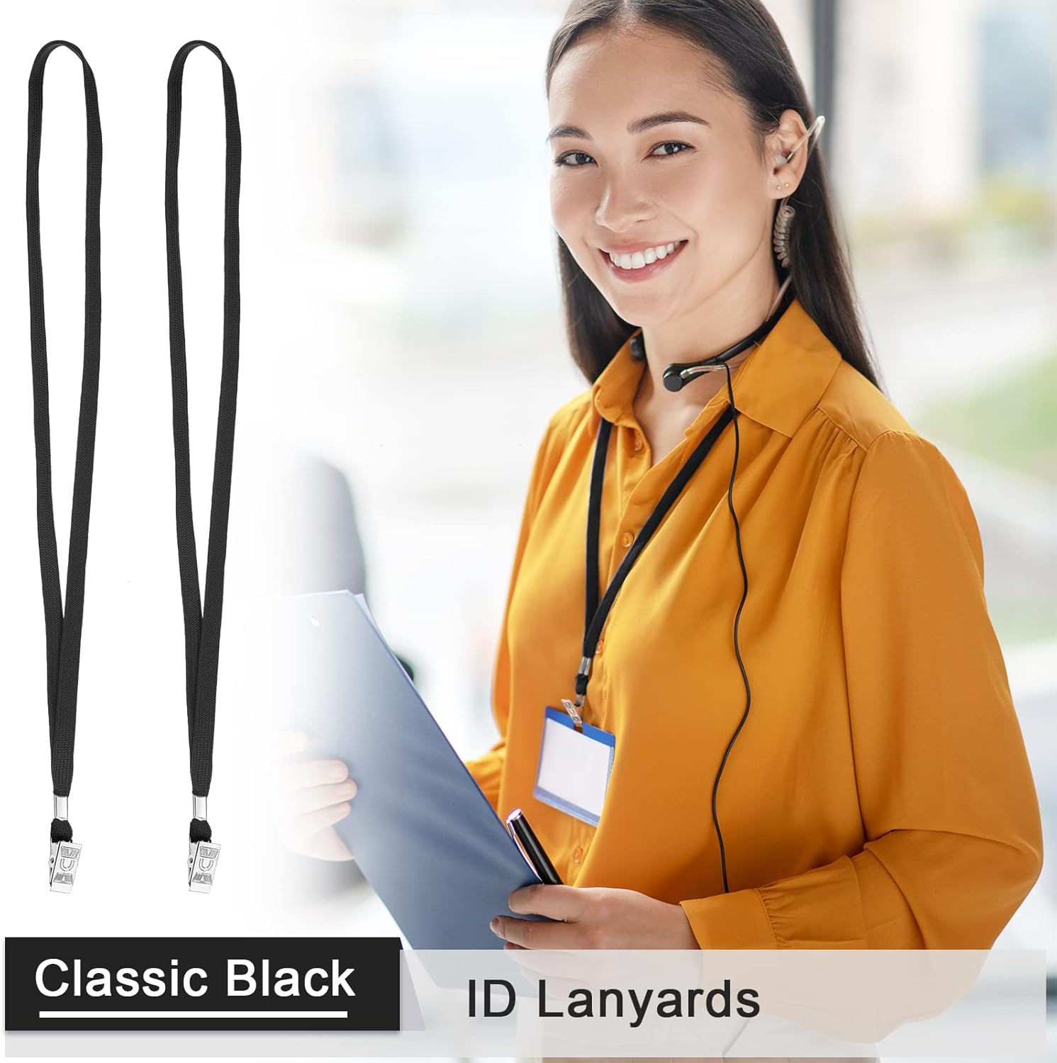Cordones a granel con clip para cuello plano con gancho giratorio para tarjetas de identificación
