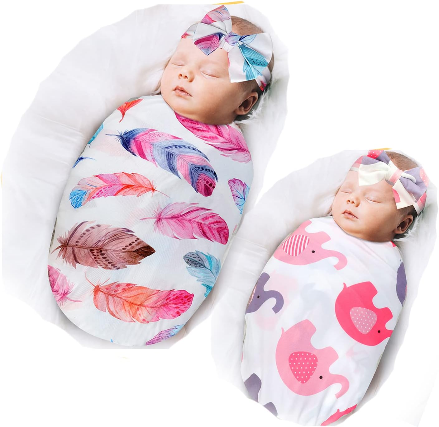 Set de manta y banda para la cabeza para recién nacido, envoltura para bebé unisex suave, regalos para niño y niña