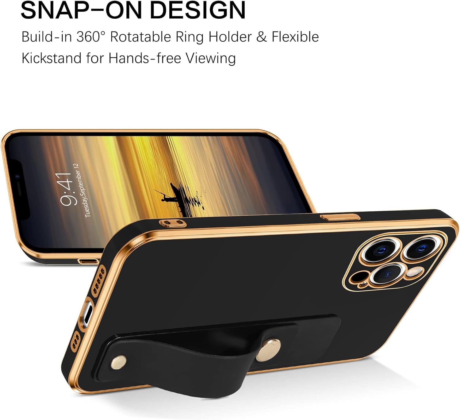 BENTOBEN Funda para iPhone 12 Pro, funda para teléfono iPhone 12 Pro 6.1, ajuste delgado, de lujo, color dorado, protección a prueba de golpes,