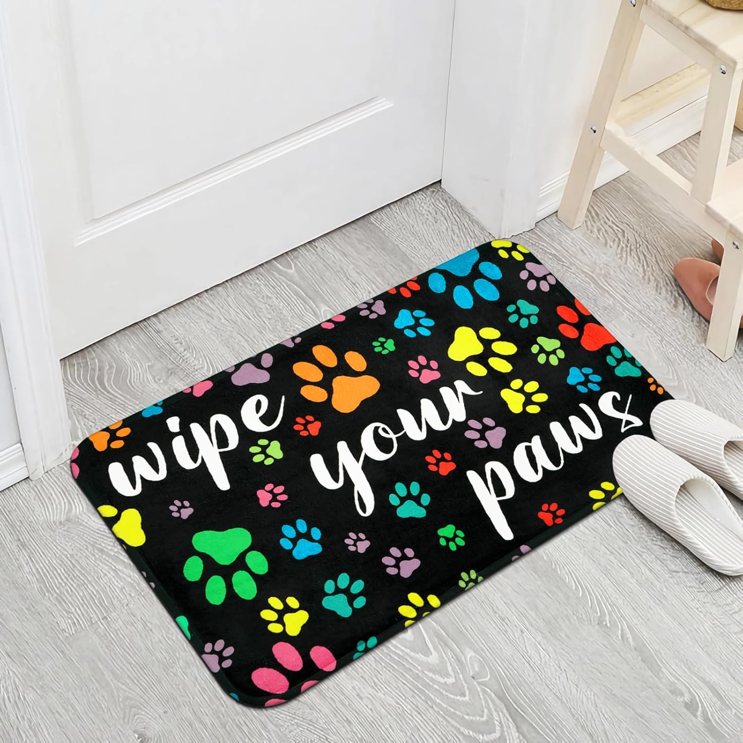 Alishomtll Tapete de bienvenida al aire libre para puerta delantera, tapete de pata de perro para entrada al aire libre, tapete de entrada duradero,