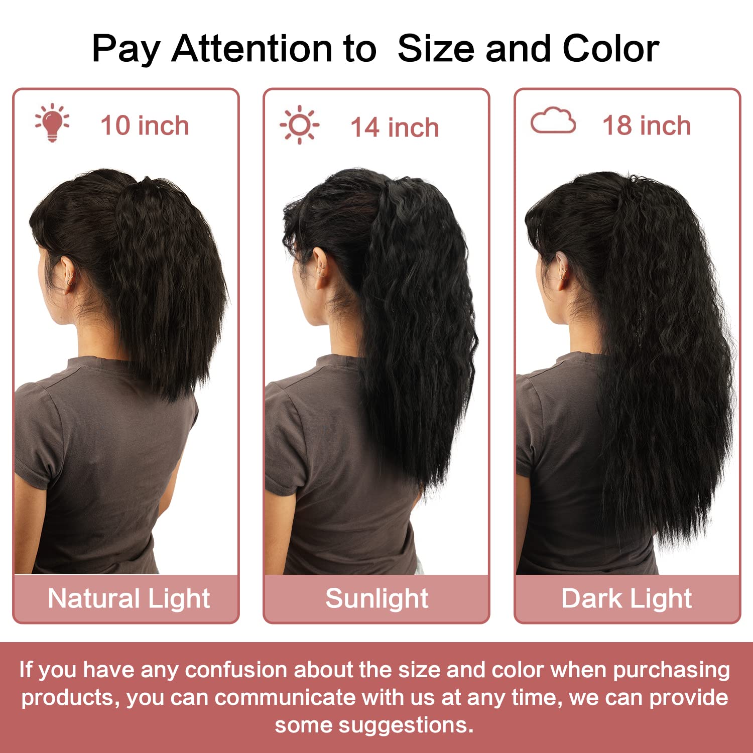 PEACOCO Cola de caballo corta con ondas de maíz, extensión de cola de caballo con cordón para mujeres negras con clip (14 pulgadas (paquete de 1),