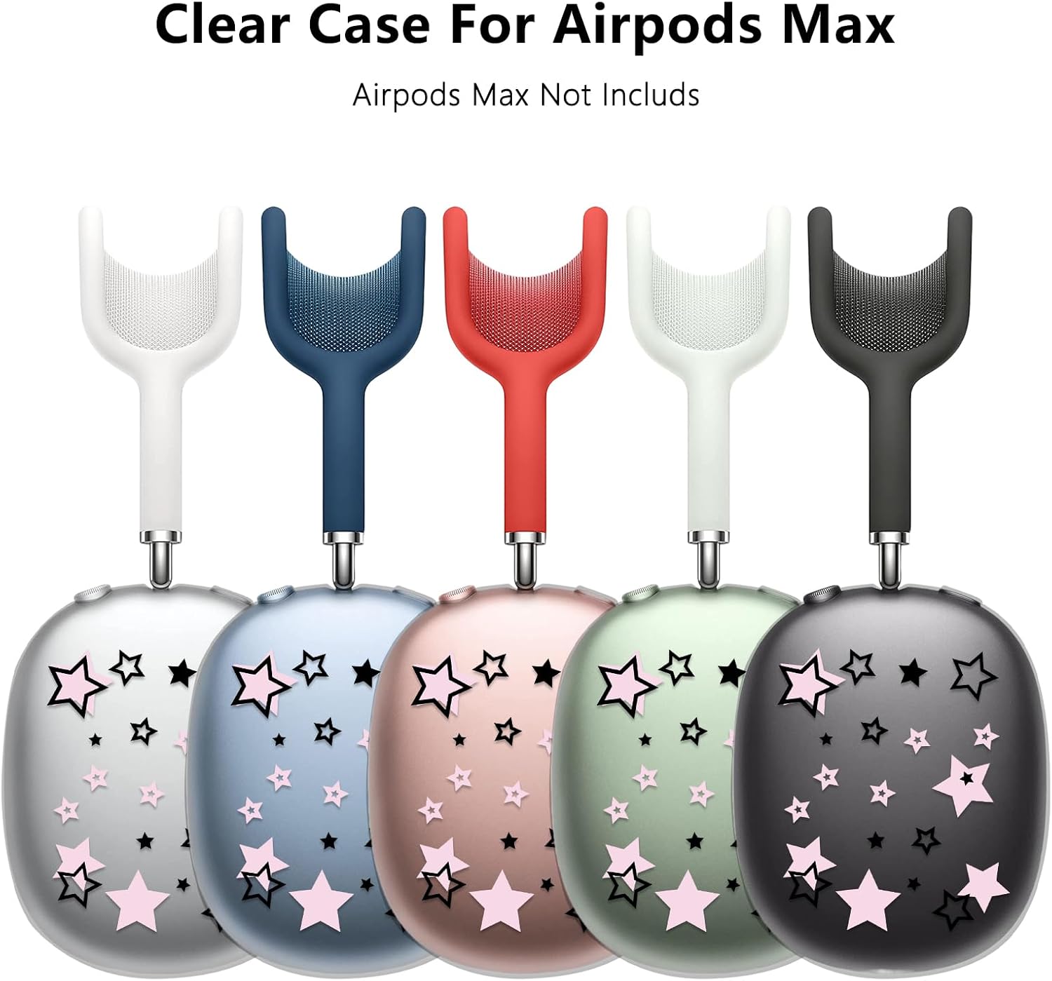 Funda para AirPods Max, pintada de TPU suave antiarañazos funda protectora para auriculares Apple Airpods Max (estrellas rosa)