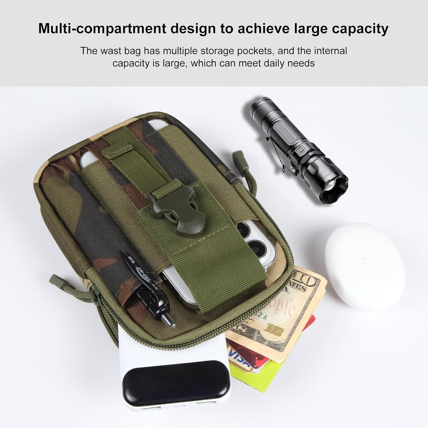 Bolsa táctica para la cintura, utilidad EDC Molle, bolsa para teléfono, bolsa de transporte para teléfono inteligente, herramientas