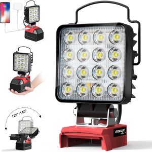 Luz de trabajo LED inalámbrica para batería Milwaukee M18, LIVOWALNY 48W 48000LM Luz de inundación de batería de 4 pulgadas para luz M18 con puerto Luz de trabajo LED inalámbrica para batería Milwaukee M18, LIVOWALNY 48W 48000LM Luz de inundación de batería de 4 pulgadas para luz M18 con puerto