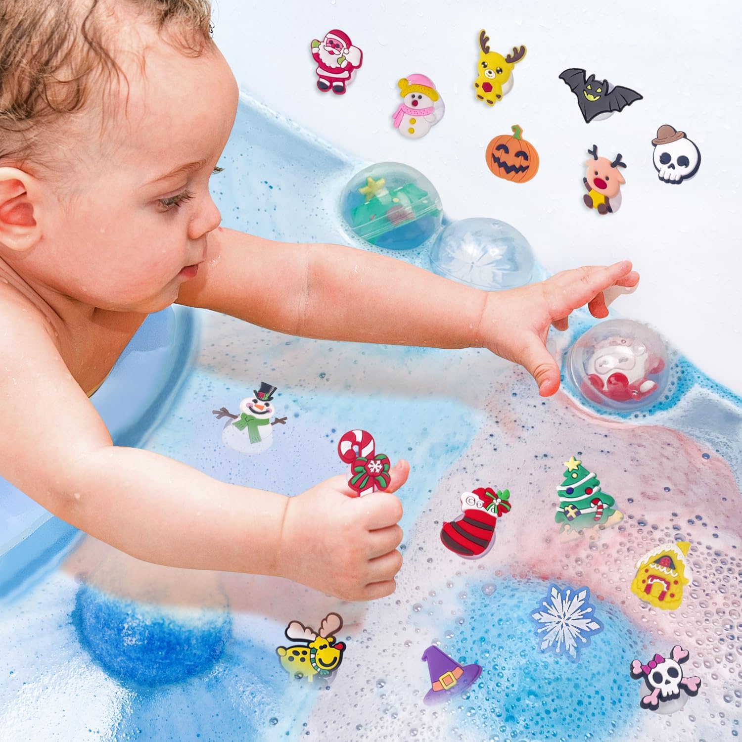 30 bombas de baño para niños con juguetes de succión sorpresa en el interior, bombas de baño de burbujas orgánicas naturales con juguetes, regalos