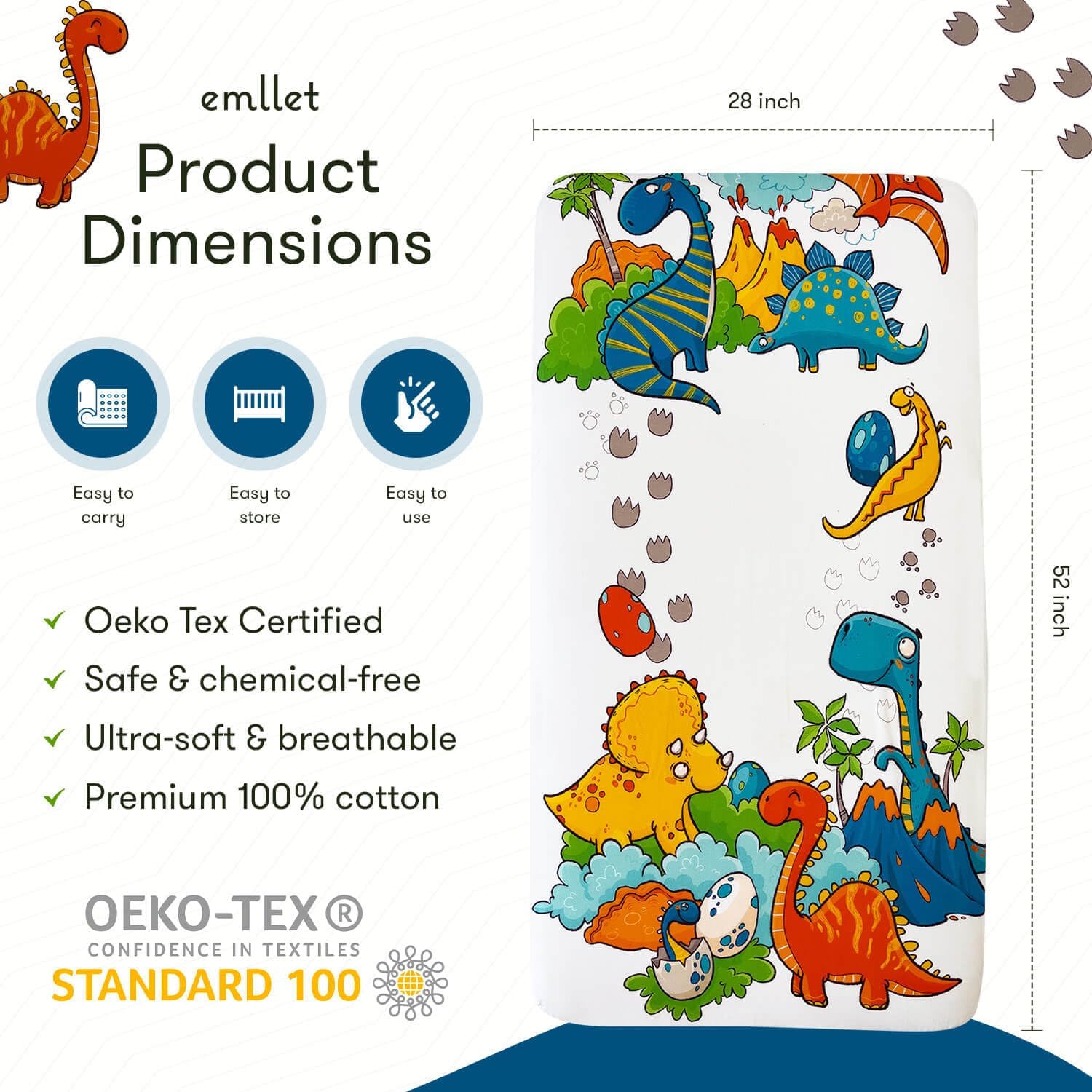 EMLLET – Sábana para cuna, tela de algodón transpirable y segura con certificación Oeko-TEX, ideal para fondos de fotos, se adapta a todos los