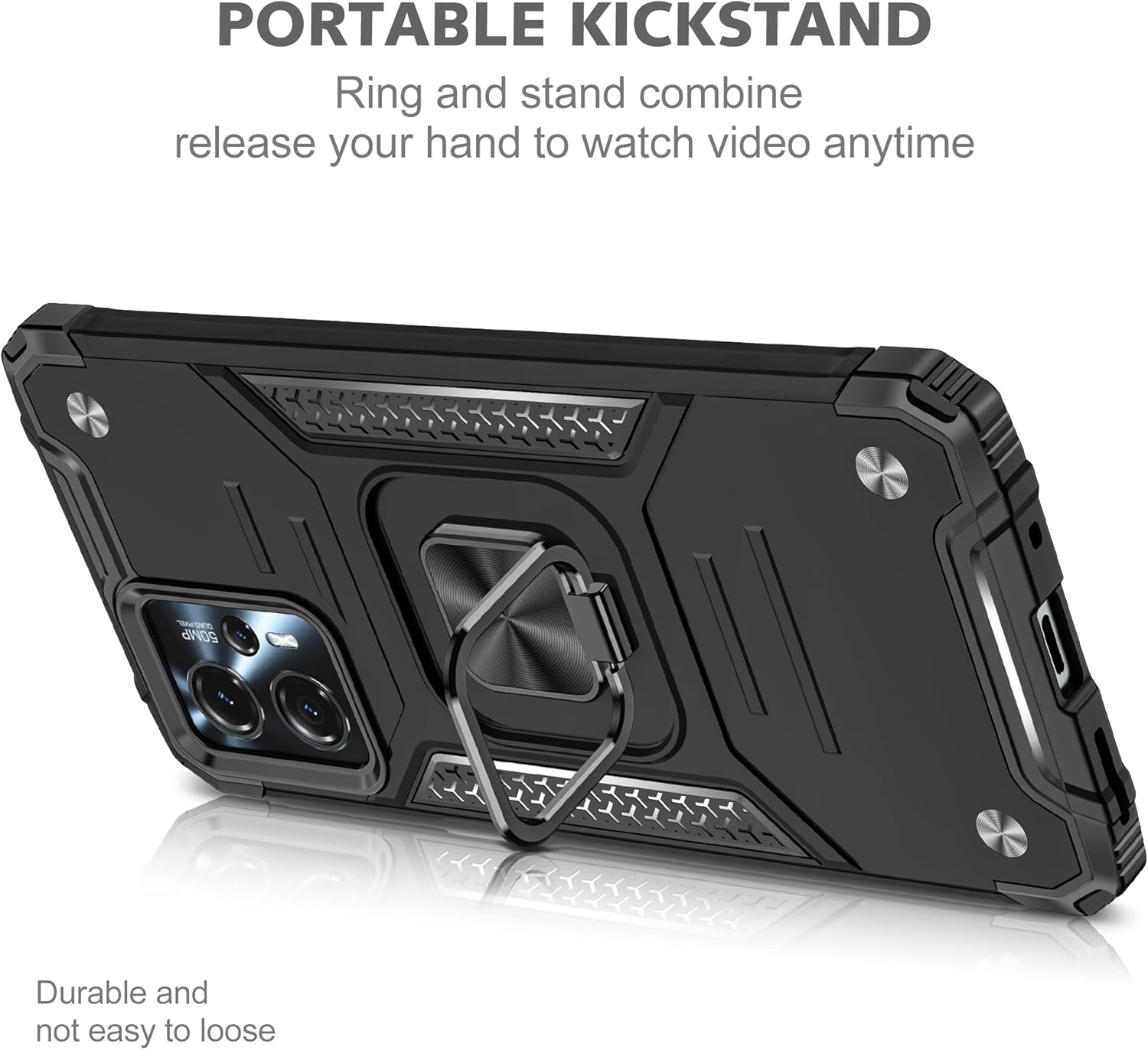Asuwish Funda de teléfono para Motorola Moto G13G23 con protector de pantalla de vidrio templado y soporte de anillo delgado híbrido protector móvil