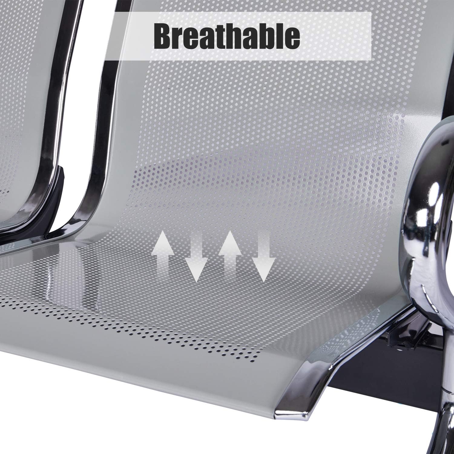 Kinsuite Sillas de sala de espera de 3 asientos, sillas de sala de espera con brazos, sillas de recepción de aeropuerto, banco de recepción, asiento