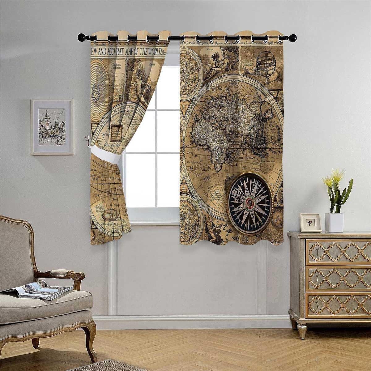 YANFENQI Cortinas de ventana con ojales, cortinas cortas para puerta de garaje, cortinas para Ventanas de Cuarto 55 pulgadas de ancho por 45