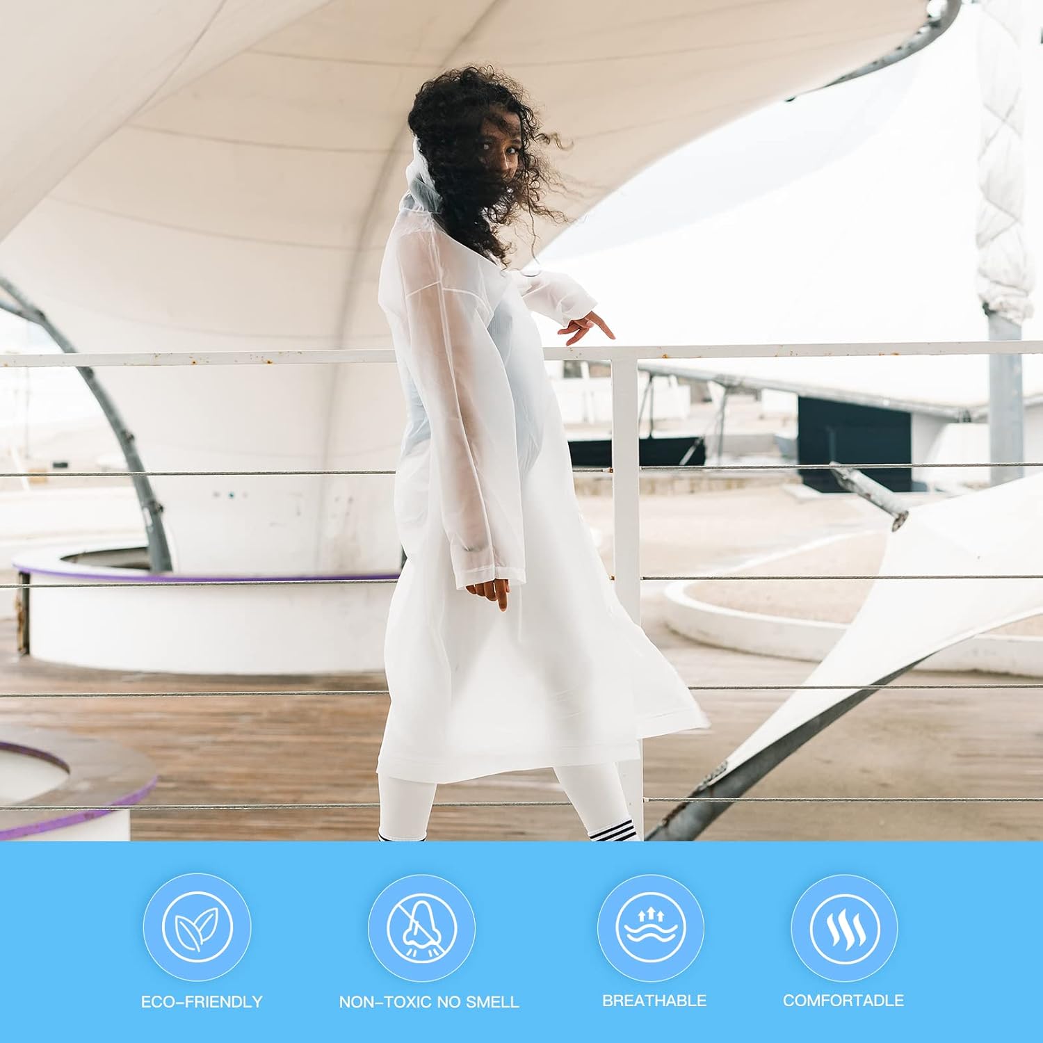Ponchos de lluvia para adultos, ponchos para adultos con fundas impermeables para zapatos, abrigos de lluvia reutilizables con capucha y mangas,
