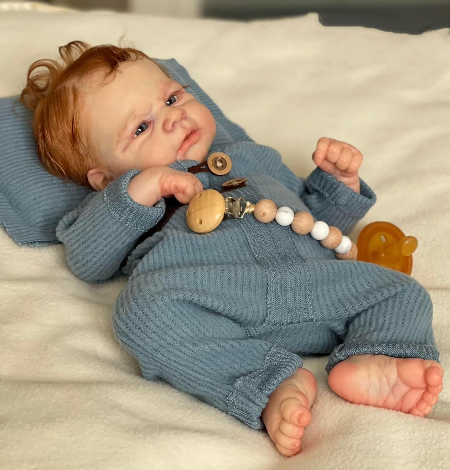 Pinky – Muñecas de bebé Reborn realistas de 17 pulgadas, adorables muñecas de vinilo de silicona con pelo arraigado realista, regalo para niños a