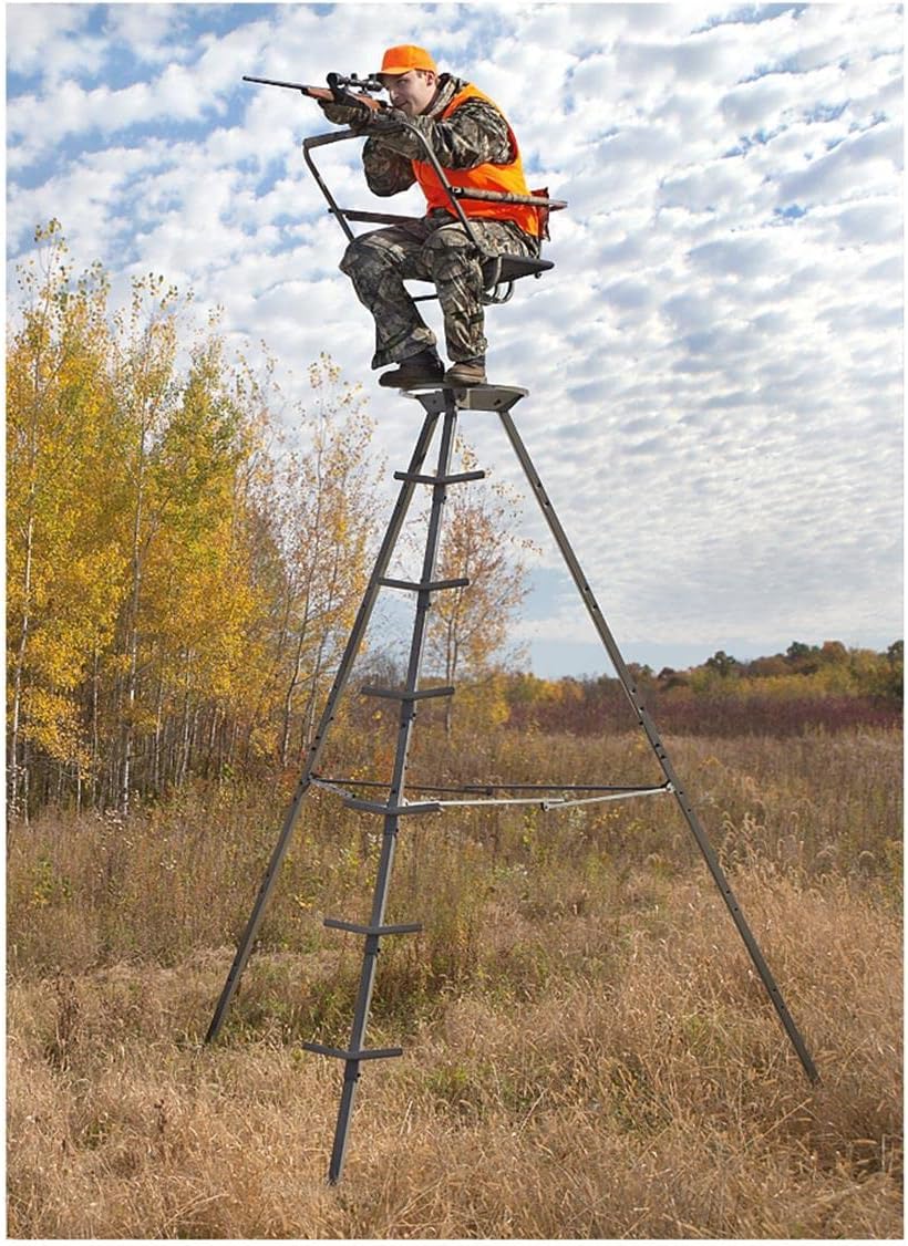 Guide Gear Torre de soporte de ciervo trípode de 12 pies para caza de escalada de caza, accesorios de equipo de caza