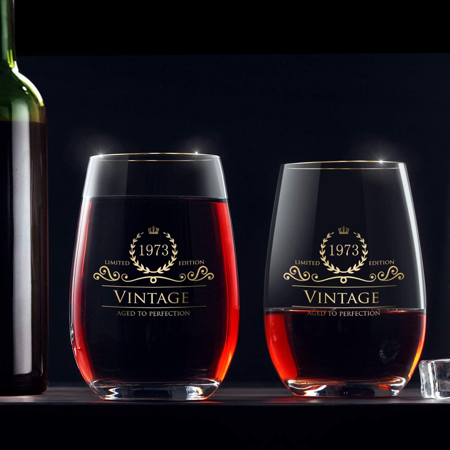Copa de vino y bebida de lujo hecha a mano de oro de 24 quilates 1973 50 para boda, cumpleaños, vacaciones y cualquier ocasión digna de mención,