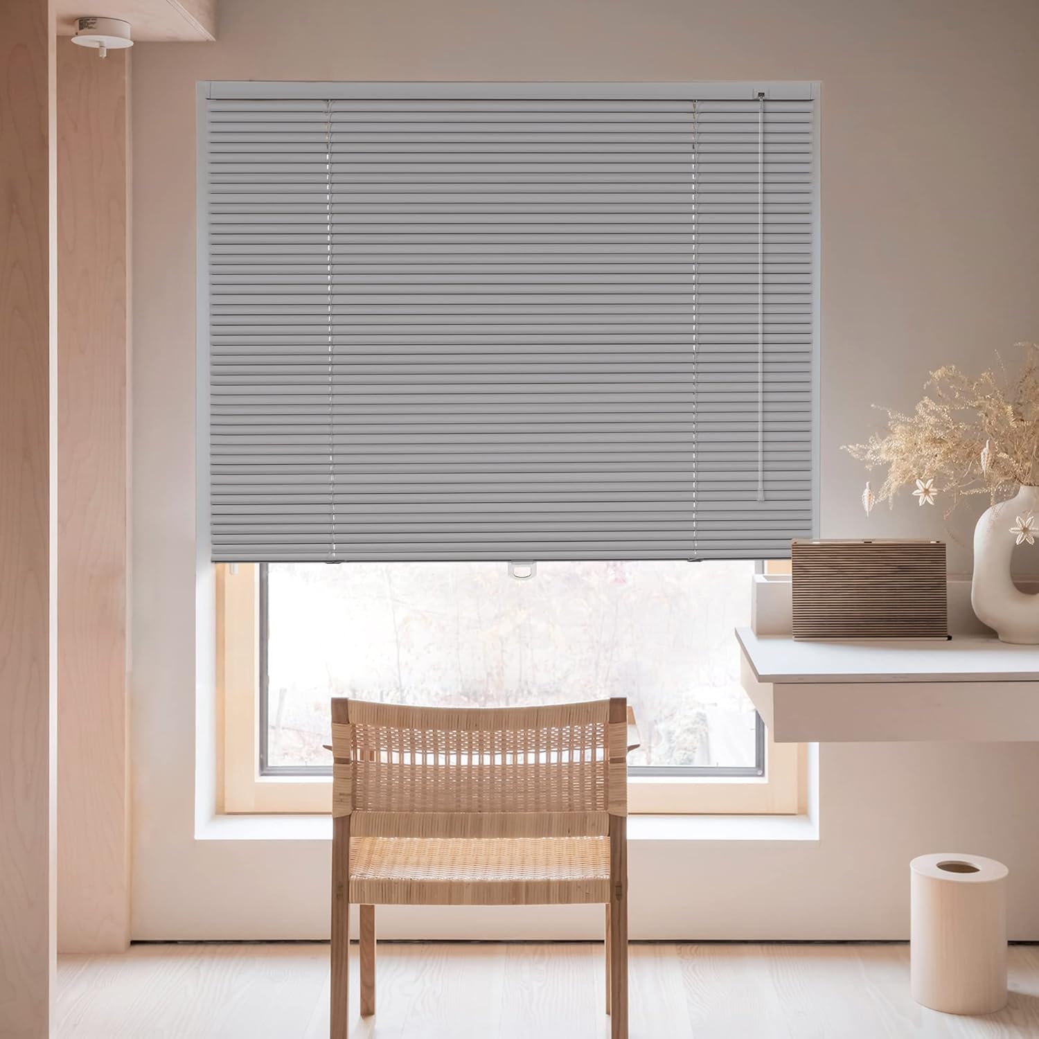 Mini persianas de aluminio, persianas de ventana sin cordones de 1 pulgada, persianas horizontales personalizadas, para oscurecer la habitación,