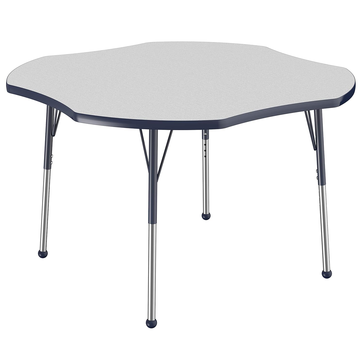 FDP Clover – Mesa escolar y de oficina (48 x 48 pulgadas), patas estándar con deslizadores de bolas para entornos de asientos colaborativos, altura