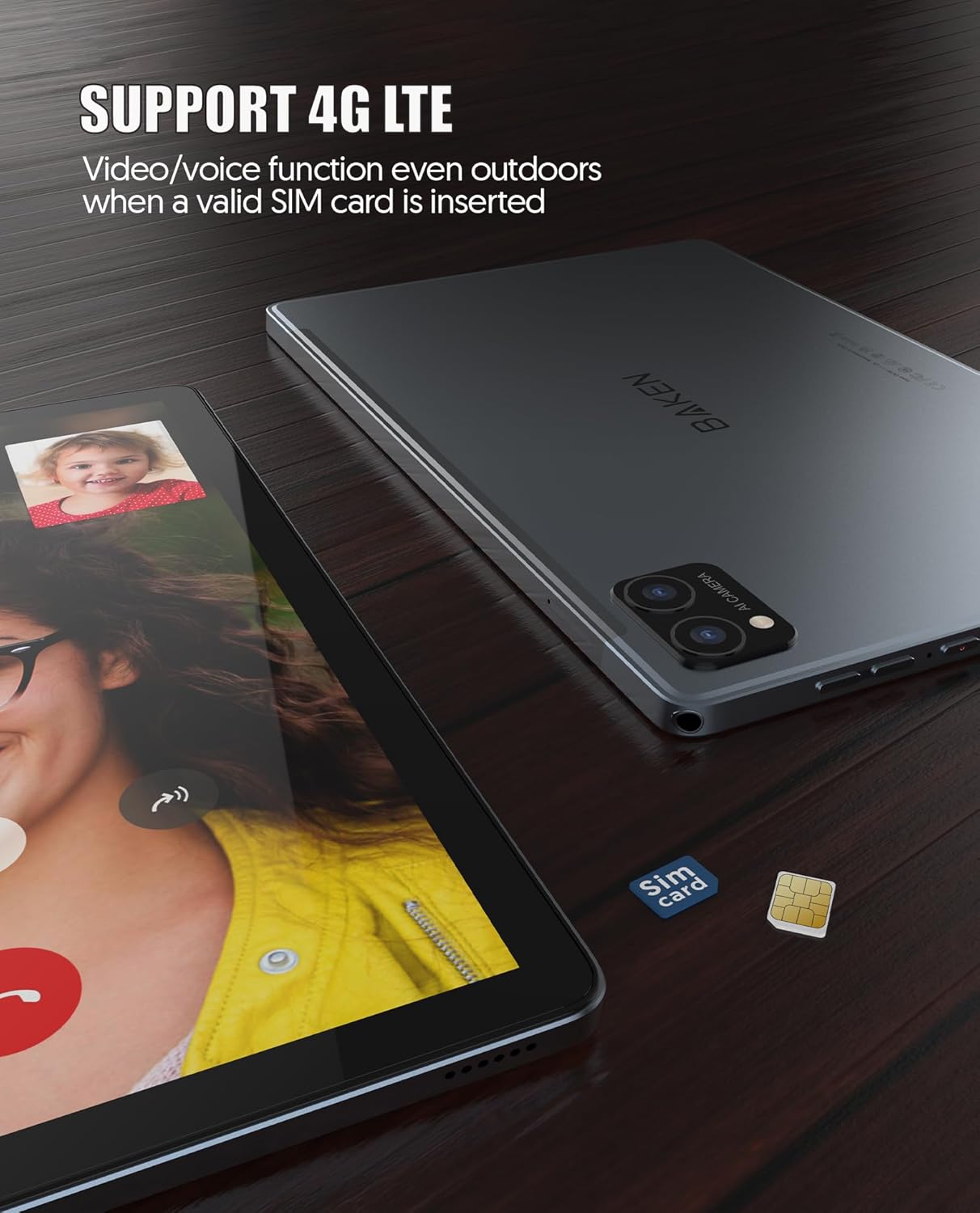 Bakken M40 Tablet Android de 10.1 pulgadas, memoria de 128 GB, batería de 8000 mAh, WiFi 5G, resolución 4GLTE, resolución de 1920 x 1200, cámara de
