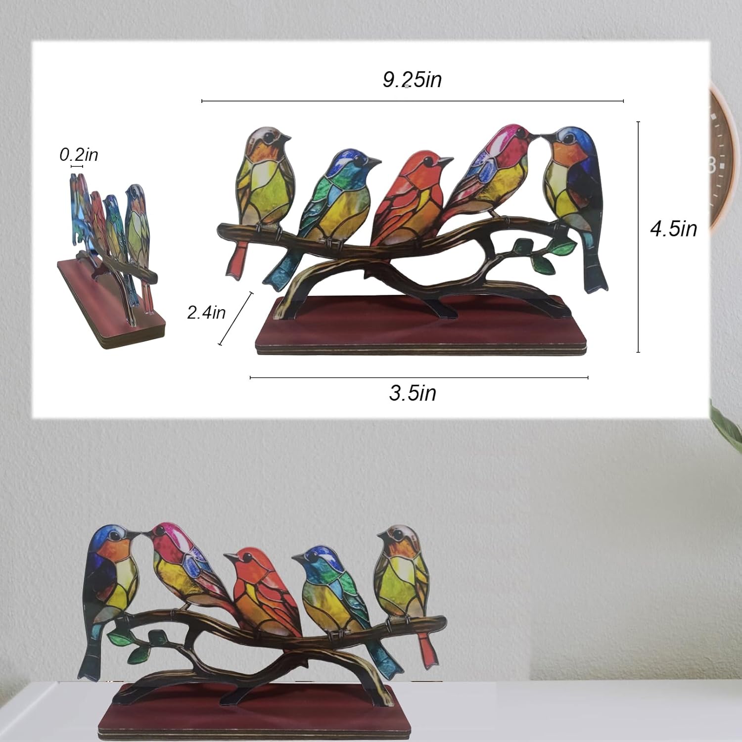 YCZCJJ Adornos de escritorio de pájaros en una rama, decoración de pájaros, figuras de pájaros para decoración del hogar, regalos para los amantes