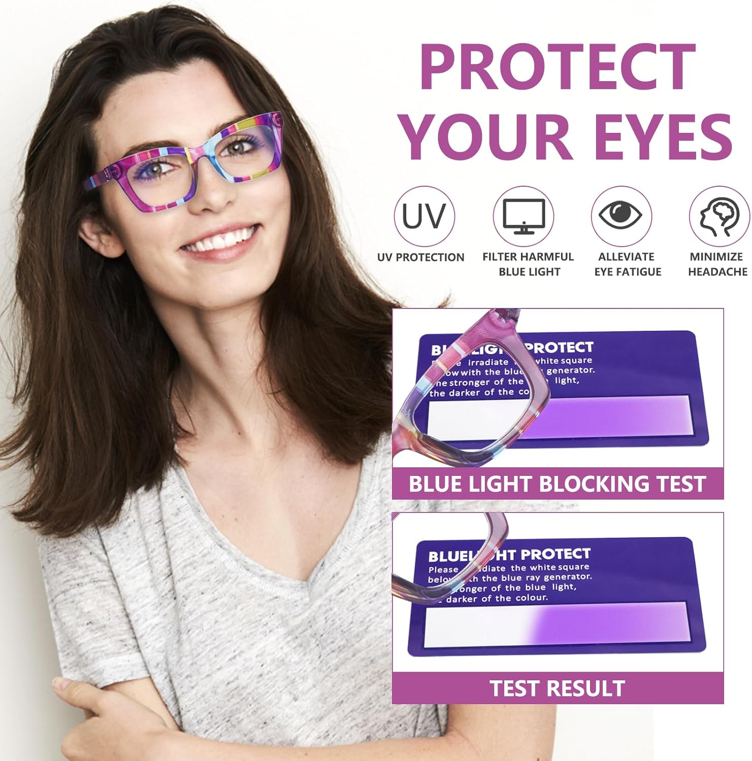 SIGVAN Paquete de 6 lentes de lectura estilo Oprah con bloqueo de luz azul, cuadrados, para computadora, bisagra de resorte para mujer