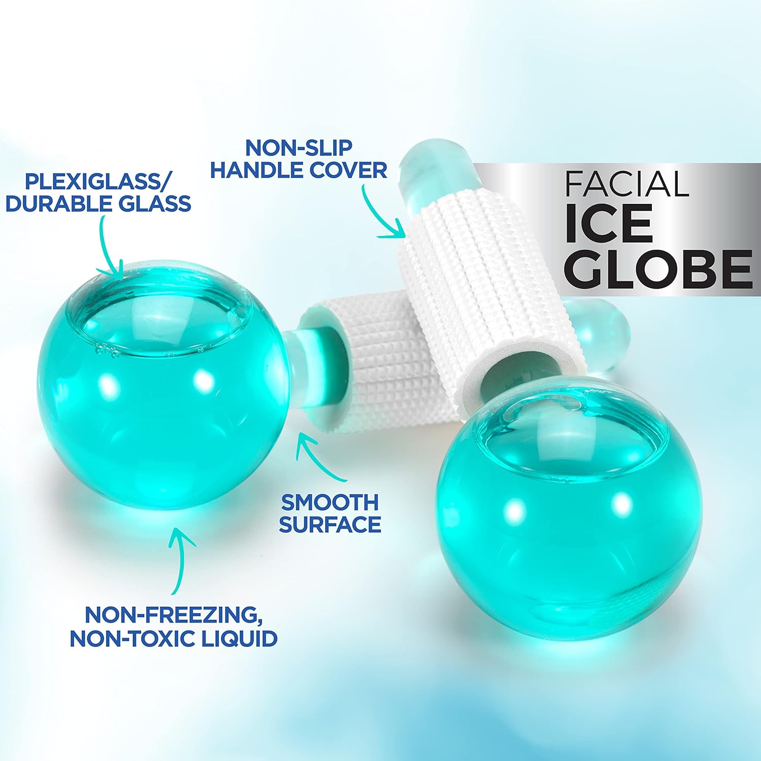 2 globos de hielo para tratamientos faciales con esponja de limpieza y 540 microagujas de titanio de 0.010 in, mejora la circulación, reduce la