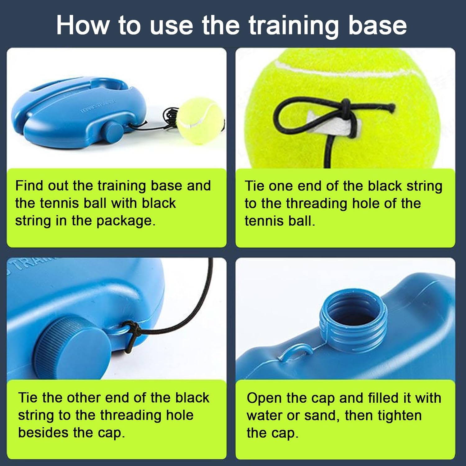 Juego de pelotas de rebote de entrenamiento de tenis, herramienta portátil de entrenamiento de tenis, kit de rebote para práctica de tenis solo, una