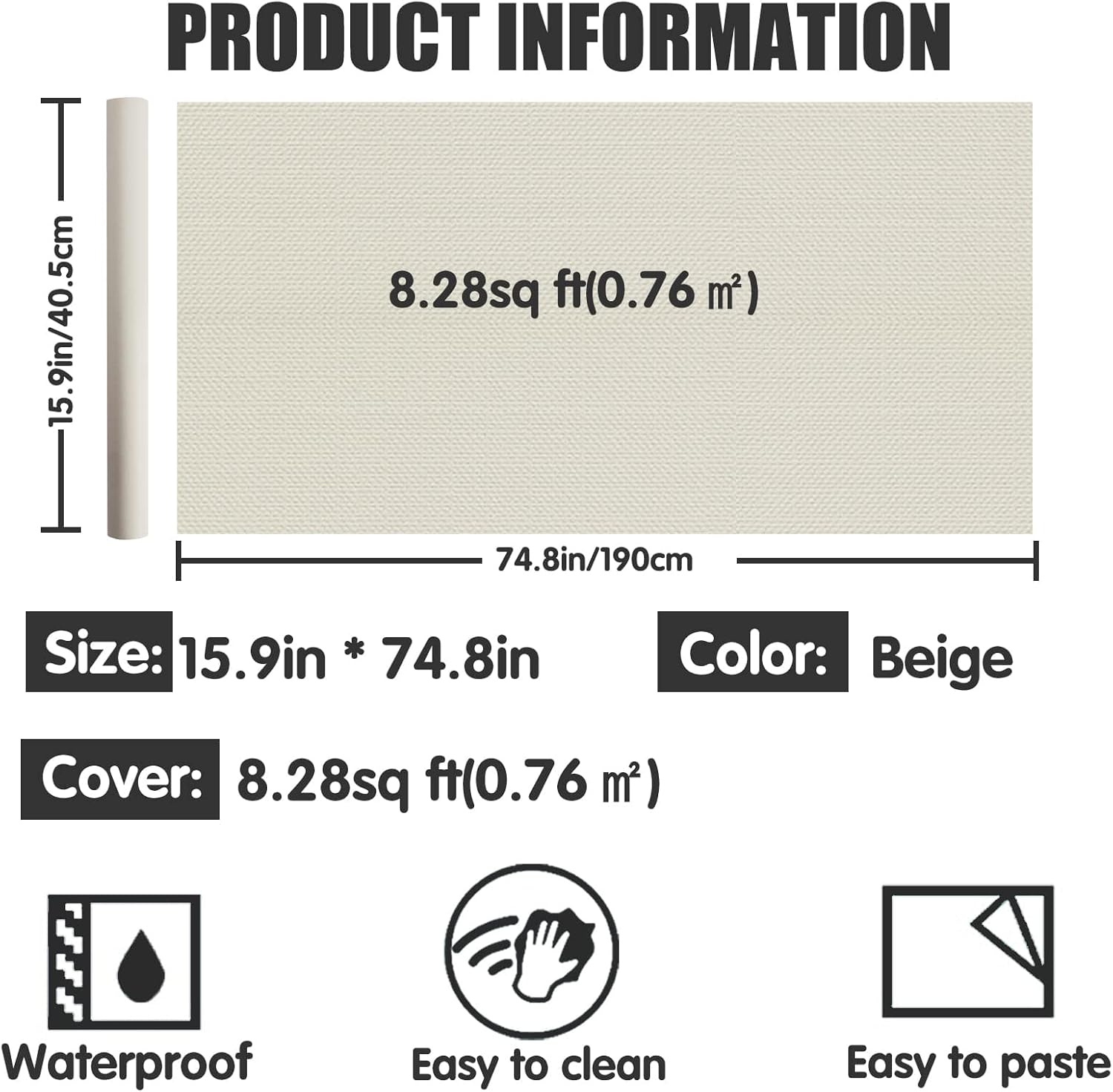 WAPANE Papel tapiz autoadhesivo para despegar y pegar de 15.9 x 75 pulgadas, papel adhesivo para armariosencimeras, impermeable, papel de pared