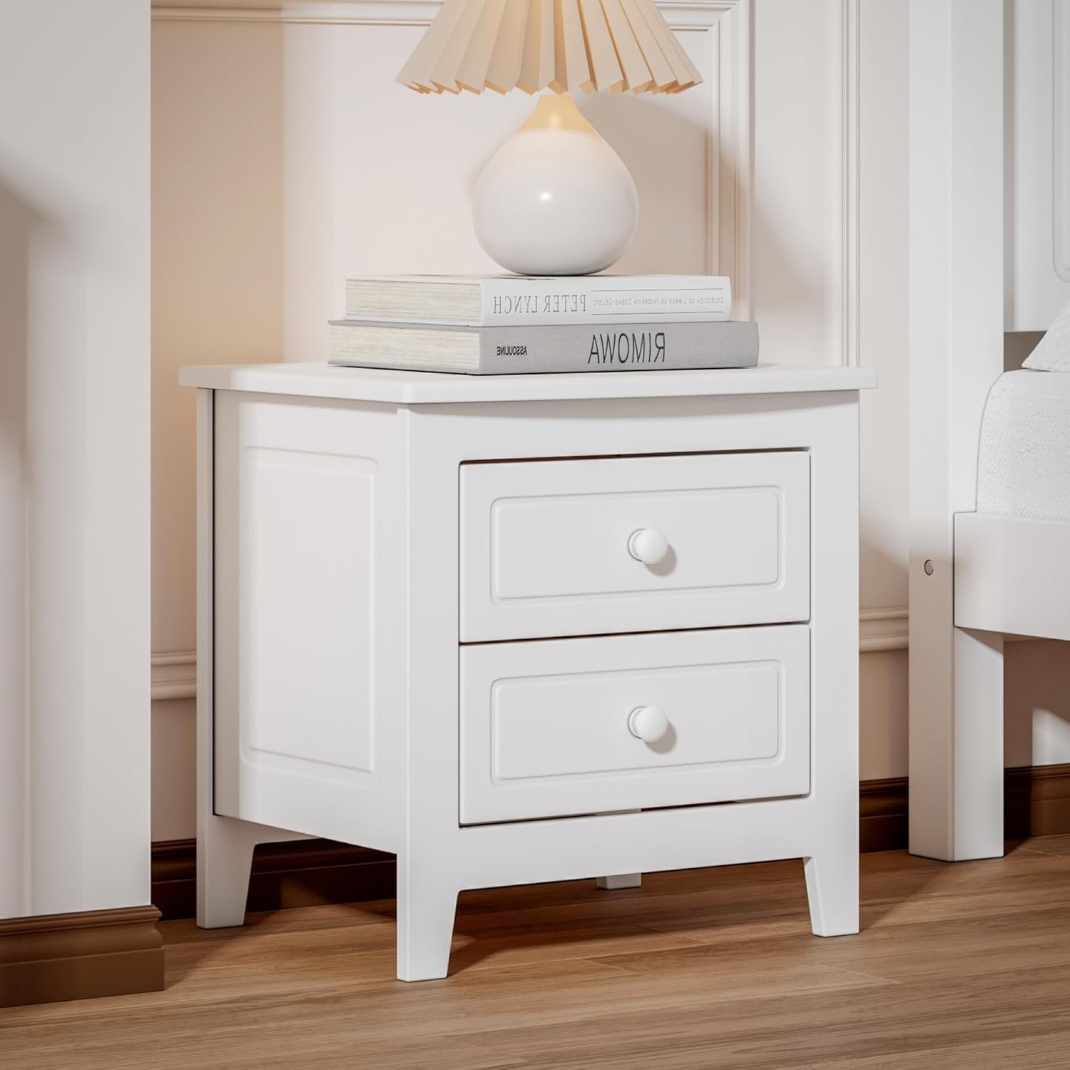 JIJIWANG Mesita de noche moderna con 2 cajones, mesa auxiliar con diseño clásico de madera para dormitorio, sala de estar, sofá, entrada, pasillo,