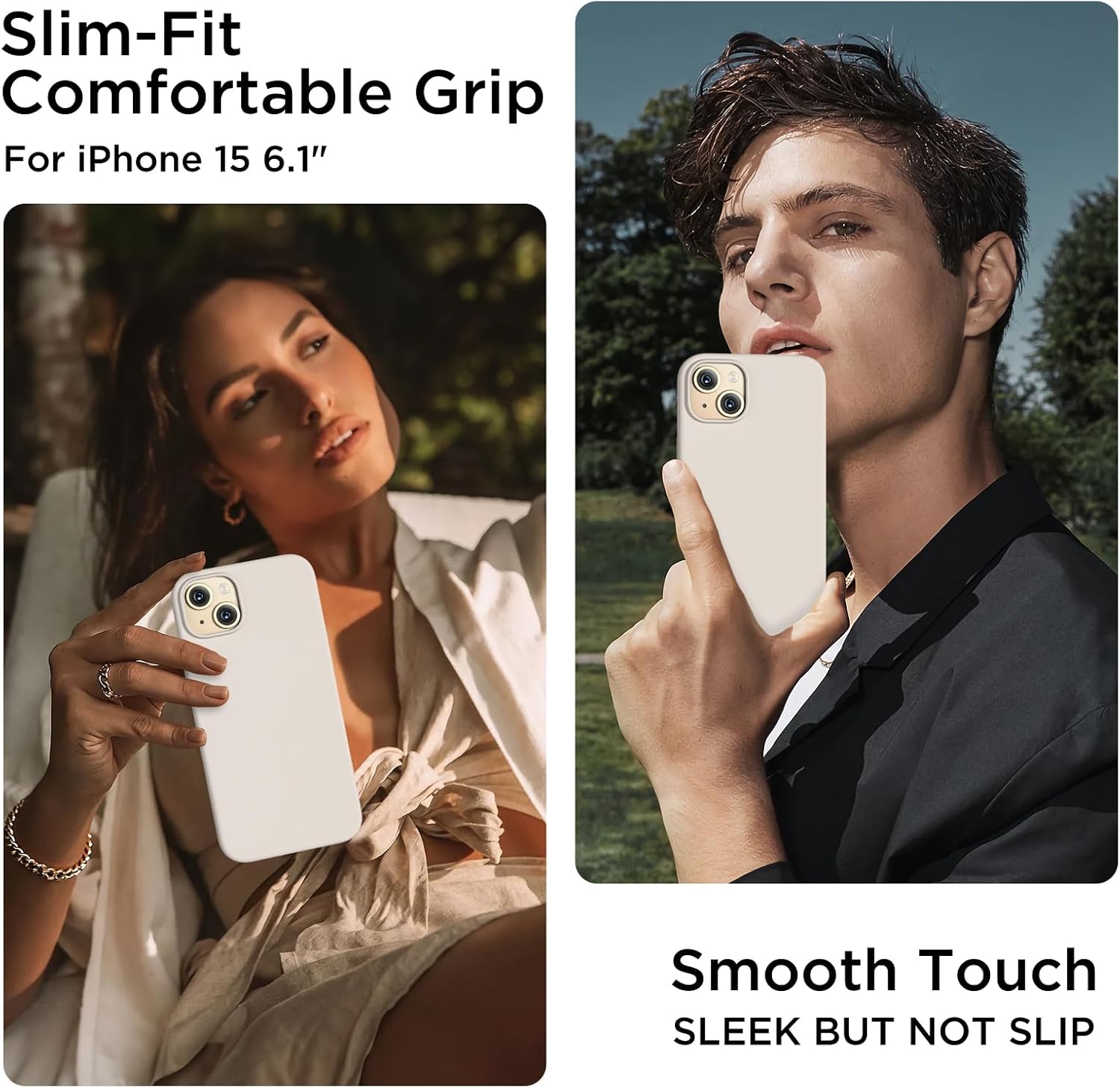 COFFKER Compatible con iPhone 15, funda de silicona líquida, funda protectora de cuerpo completo a prueba de golpes forro de microfibra suave, funda