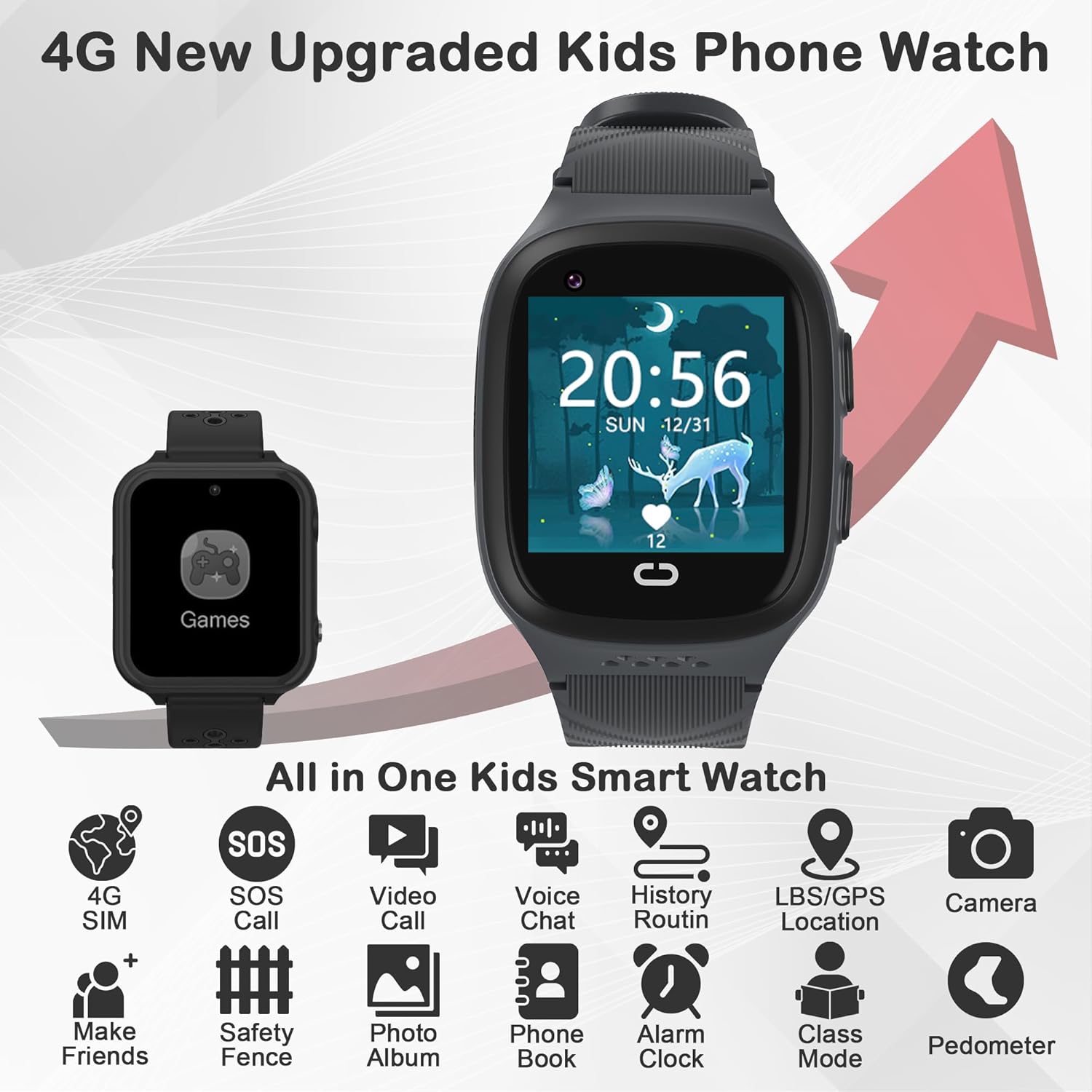 Reloj inteligente para niños, relojes inteligentes para niños y niñas con pantalla táctil HD de 16 juegos, reproductor de música, cámara, reloj