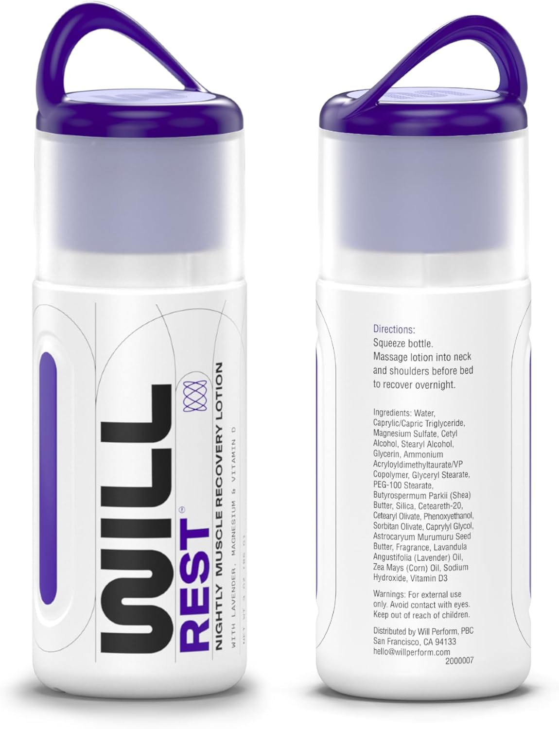 WILL Perform Loción de magnesio para dormir por Serena Williams I Nightly Topical Magnesium Cream para recuperación muscular y relajación I Loción