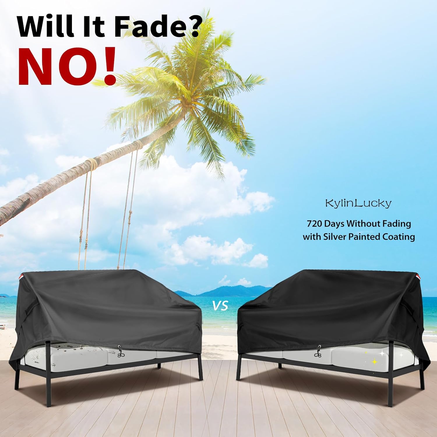 KylinLucky Fundas impermeables para sofá biplaza de patio, 52 pulgadas de ancho x 35 pulgadas de profundidad x 35 pulgadas de alto, funda de sofá