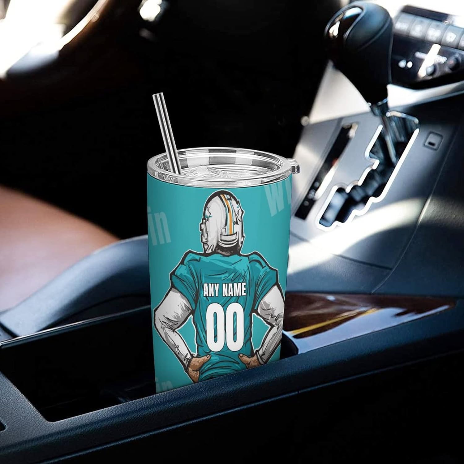 Custome – Botella de agua de fútbol, 20 onzas, tazas de café de fútbol para entrenadores, regalos de cumpleaños, termo aislado para adolescentes,