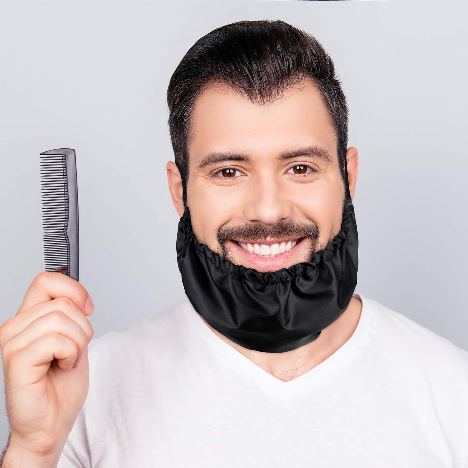 9 piezas bandana para barba cubre barba facial delantal de barba tapas facial protector de barba babero para la hora de acostarse, Negro, azul, café