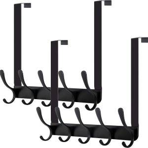 WEBI Toallero para colgar sobre la puerta, gancho para colgar sobre la puerta, perchero para colgar toallas, ropa, baño, negro, 2 paquetes WEBI Toallero para colgar sobre la puerta, gancho para colgar sobre la puerta, perchero para colgar toallas, ropa, baño, negro, 2 paquetes