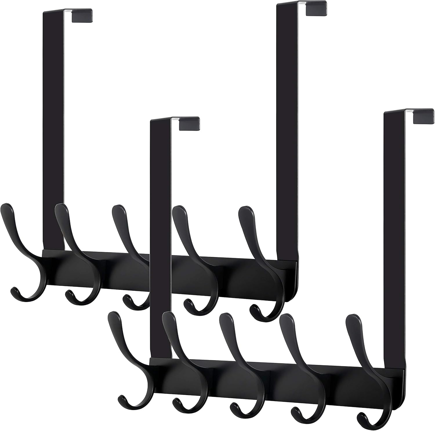 WEBI Toallero para colgar sobre la puerta, gancho para colgar sobre la puerta, perchero para colgar toallas, ropa, baño, negro, 2 paquetes