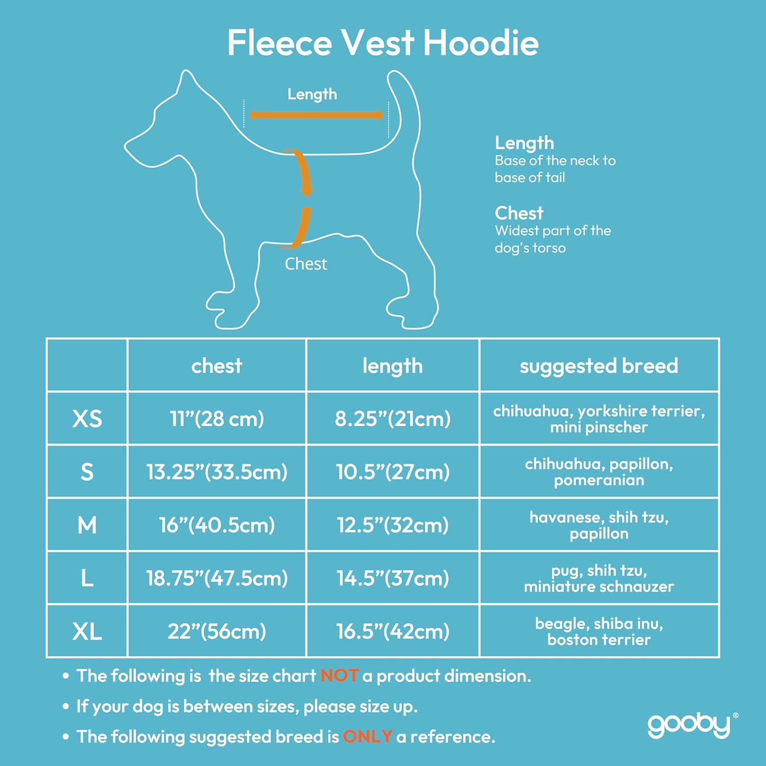 Gooby, vestimenta chaleco para perros para clima frío para todos los días con capucha para perros pequeños, L, Azul