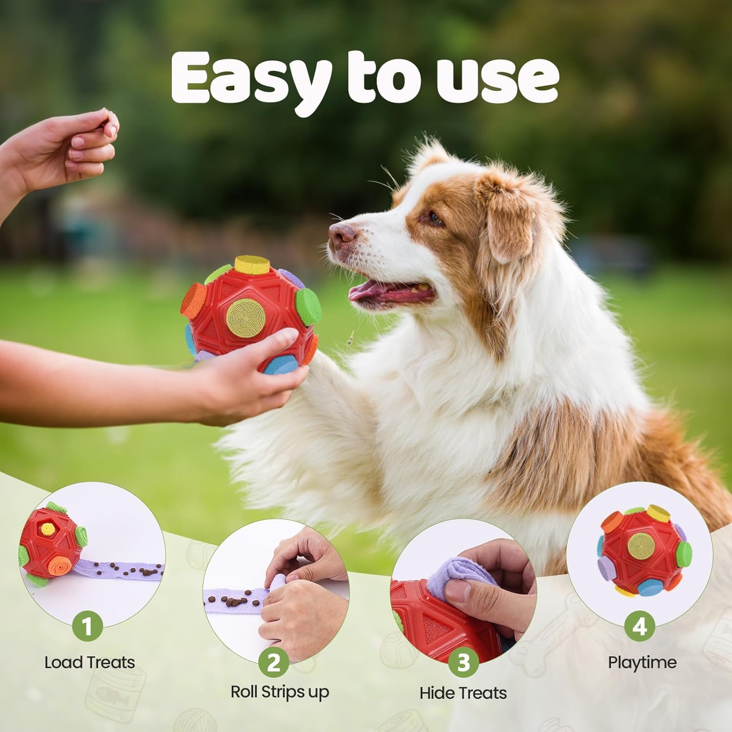 Pelota de olfateo para perros  Pelota olfateadora para perros, juguetes estimulantes mentales para perros, rompecabezas de golosinas para perros,