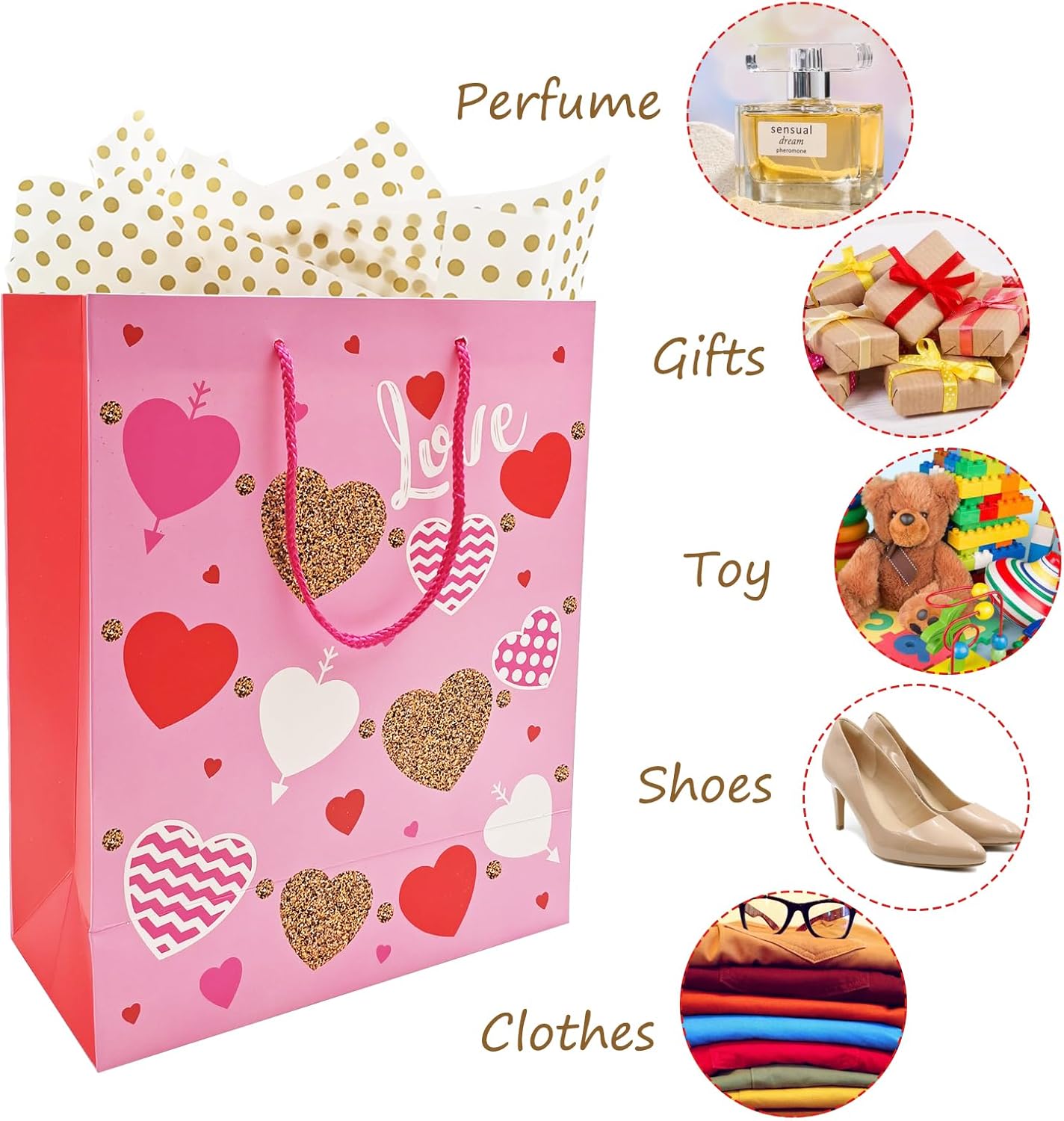 Paquete de 12 bolsas de regalo de varios tamaños, bolsa de regalo de cumpleaños con asas, bolsas de regalo de papel para cumpleaños, compras,