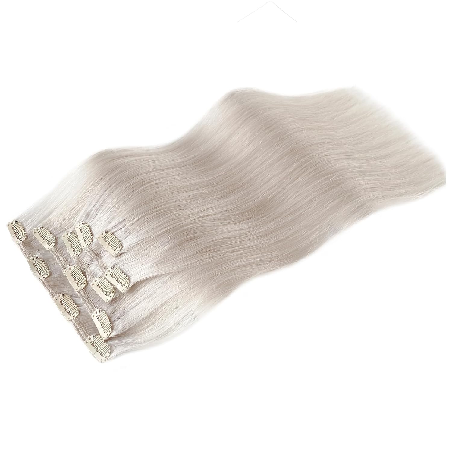 Extensiones de cabello humano con clip, de 16 pulgadas, extensiones de cabello humano real con clip, de 16 pulgadas, color negro azabache, sin