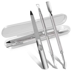 Juego de 3 empujadores de cutículas y removedor de esmalte de gel con limas de uñas, calidad de salón de belleza, pelador de esmalte de uñas de gel Juego de 3 empujadores de cutículas y removedor de esmalte de gel con limas de uñas, calidad de salón de belleza, pelador de esmalte de uñas de gel