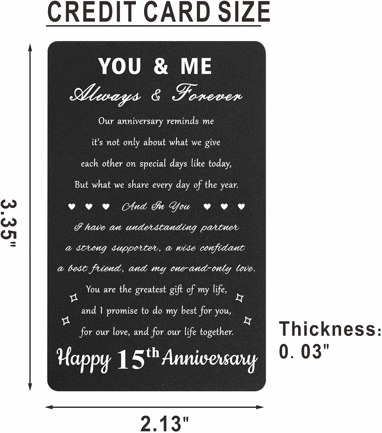 Tarjeta personalizada de aniversario de 15 años para hombres y esposas, tarjeta de 15 aniversario, tarjeta de 15 aniversario de boda grabada