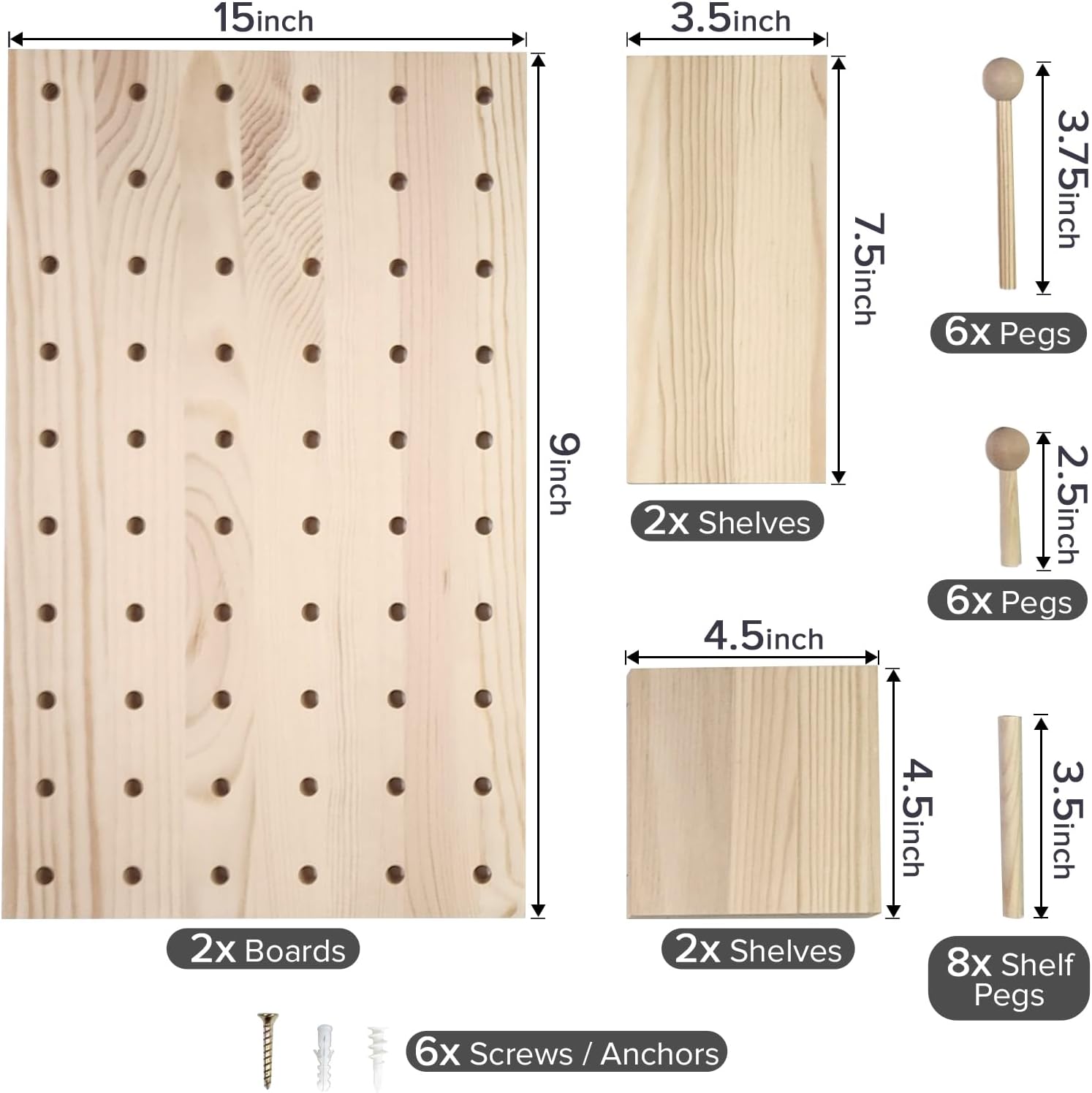 FreshDecor Tablero de clavijas de madera (Natural)