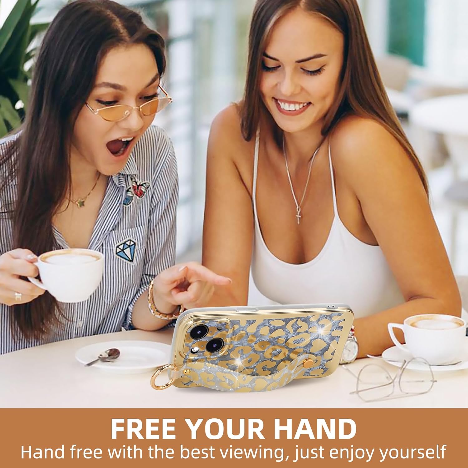 Funda para iPhone 14 Plus con función atril para Apple iPhone 14 Plus de 6.7 pulgadas (patrón de piel de leopardo)
