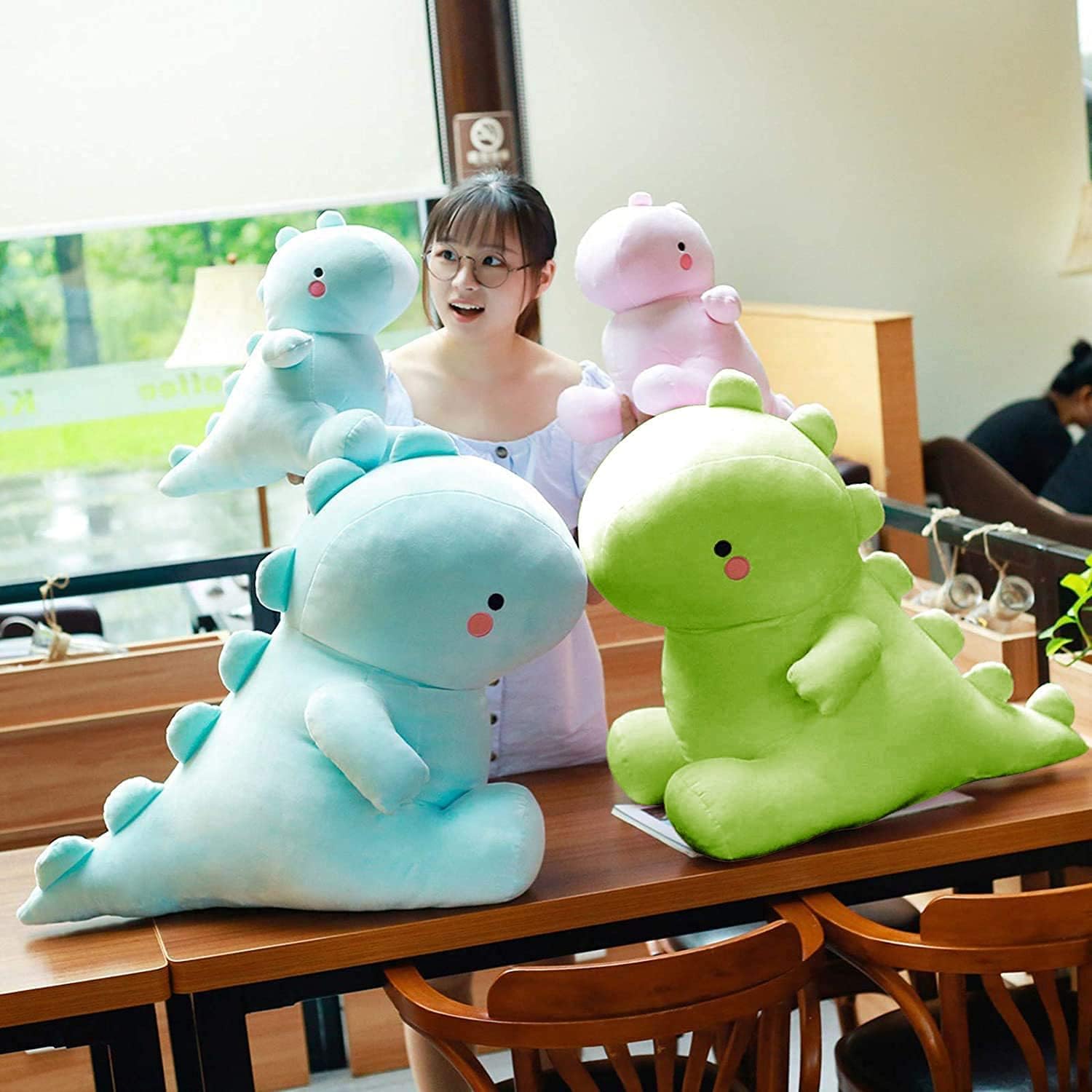 Lindos juguetes de peluche de dinosaurio, animales de peluche de dinosaurio grueso, animales de peluche suaves de dinosaurio, regalos de cumpleaños