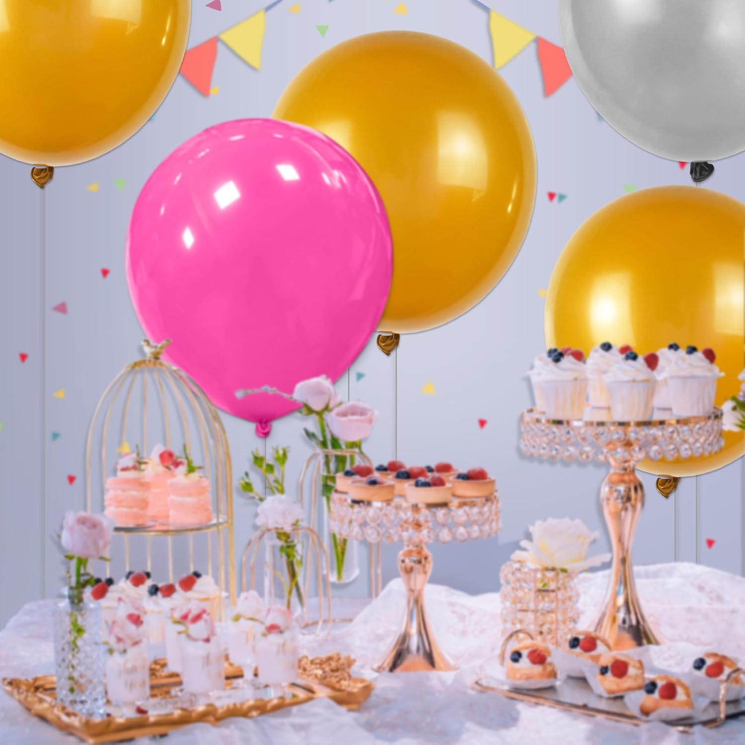 32 globos grandes de color dorado perla de 18 pulgadas, globos redondos dorados de látex grandes para decoración de cumpleaños y boda.
