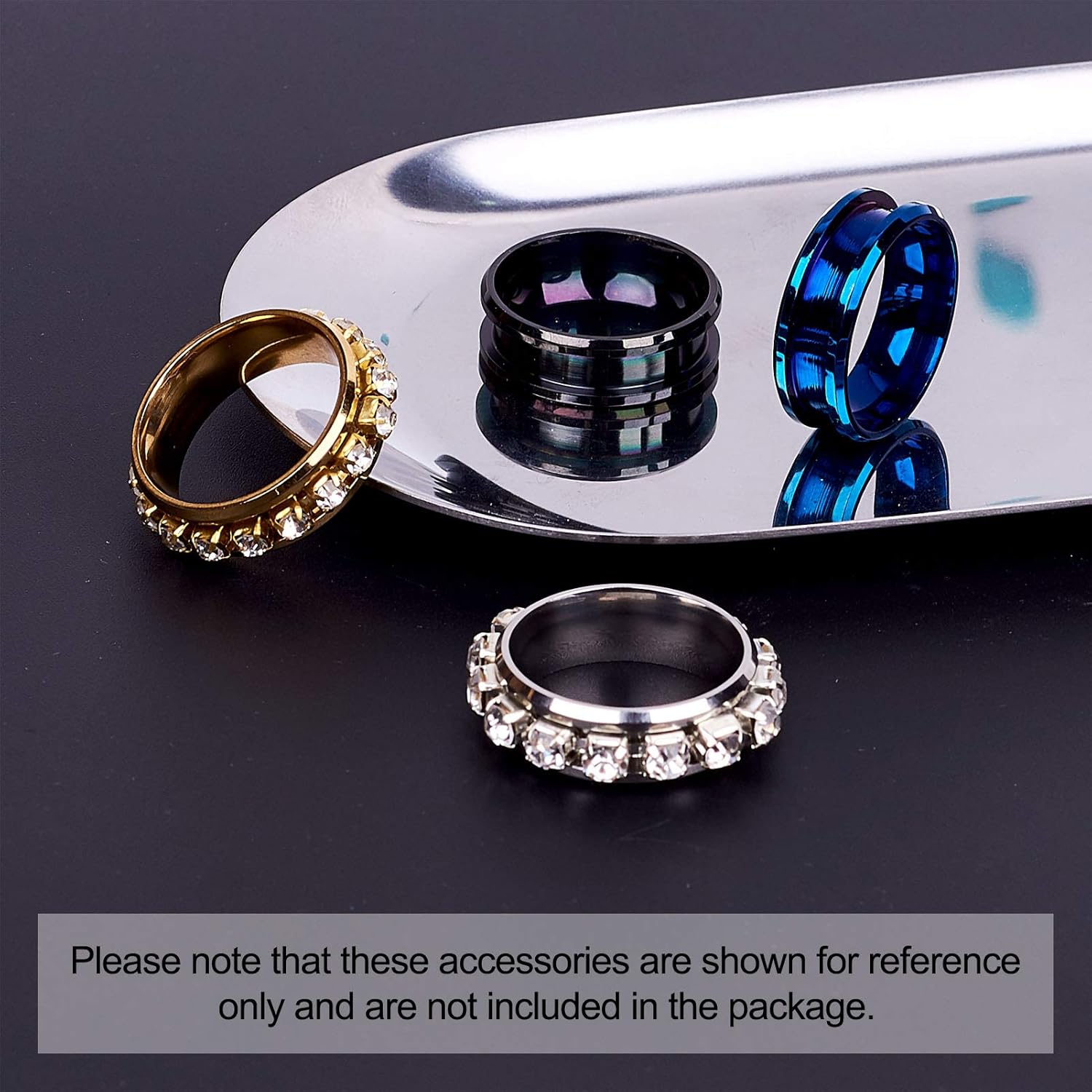 4 anillos de acero inoxidable con núcleo en blanco de 0.295 in de alto pulido, anillo de dedo ranurado para hombre, fabricación de joyas, 4 colores,