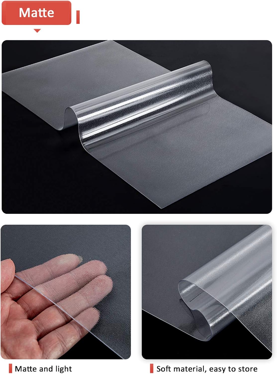 Protector de mesa transparente rectangular mate de 0.059 pulgadas, protector de mesa de PVC, impermeable, para mesa de comedor, mesa de comedor,