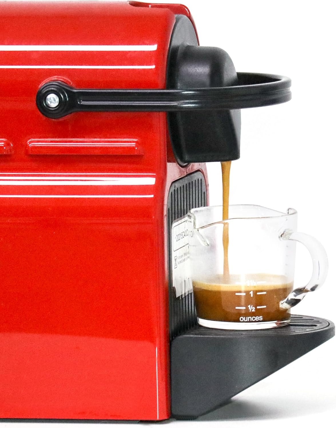 QWORK Vaso de chupito de café expreso con asa, paquete de 4 vasos medidores de vidrio de doble boquilla de 3 onzas, taza de leche triple con dos