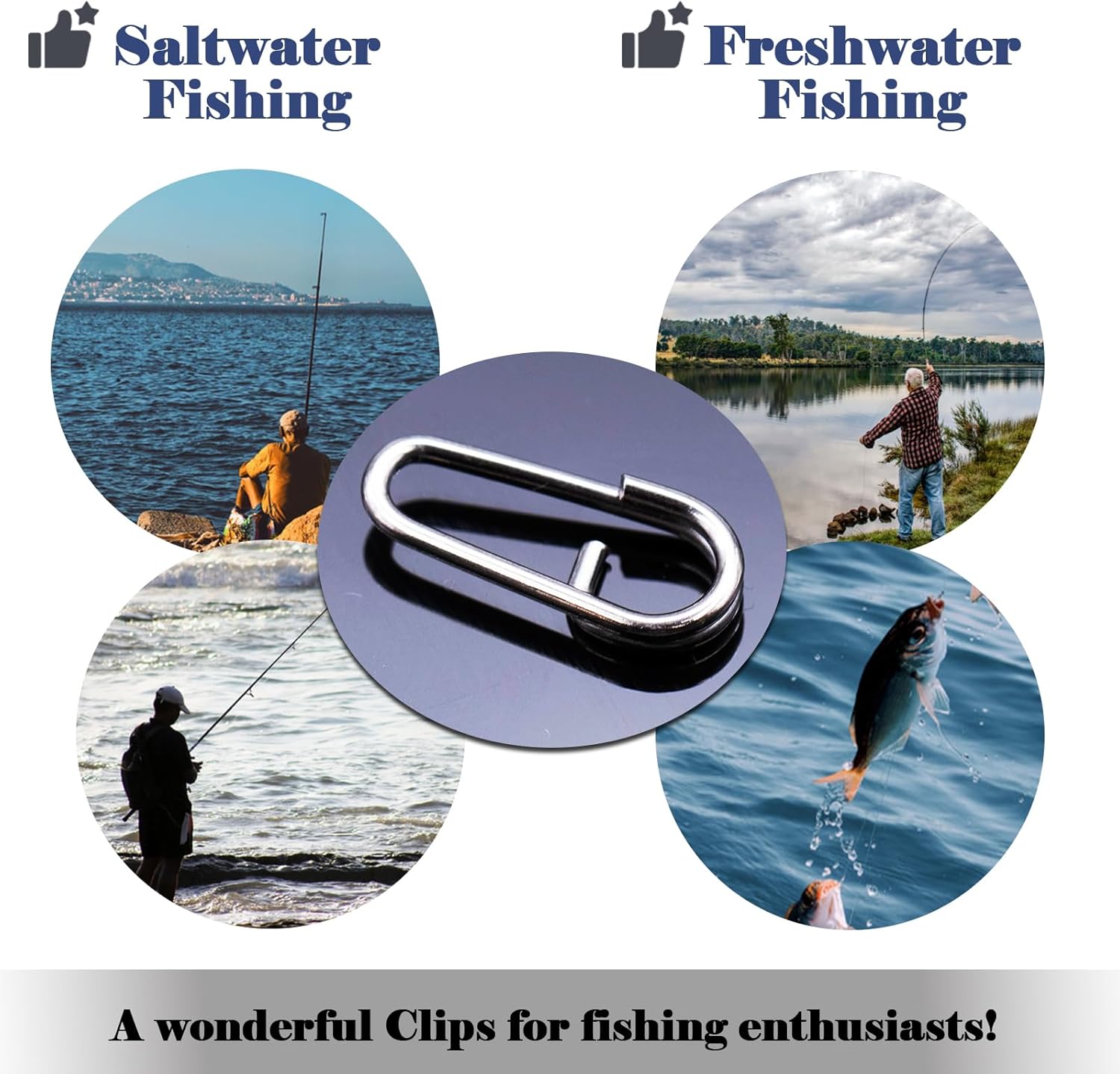 Anillos divididos ovalados para pesca, 50 clips de alimentación de pesca, cambio rápido para señuelos de acero inoxidable