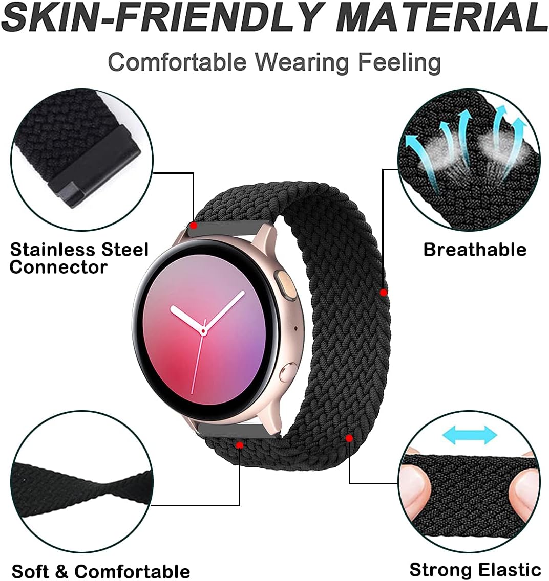 Solo Loop – Correa trenzada compatible con Samsung Galaxy Watch 4 de 1.575 pulgadas, 1.732 pulgadas, correa elástica tejida para Galaxy Watch Active