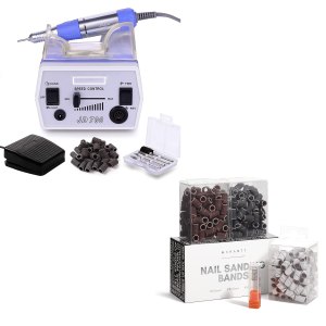 Makartt Taladro de uñas eléctrico JD700 profesional 30000RPM manicura taladro paquete con 300 unidades de limas de uñas bandas de lijado #80#150#240 Makartt Taladro de uñas eléctrico JD700 profesional 30000RPM manicura taladro paquete con 300 unidades de limas de uñas bandas de lijado #80#150#240